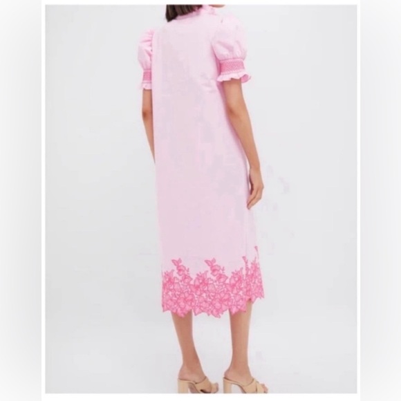 Tuckernuck Hyacinth House Pink Embroidery Eliza Midi Dress. Size Large - Picture 3 of 16